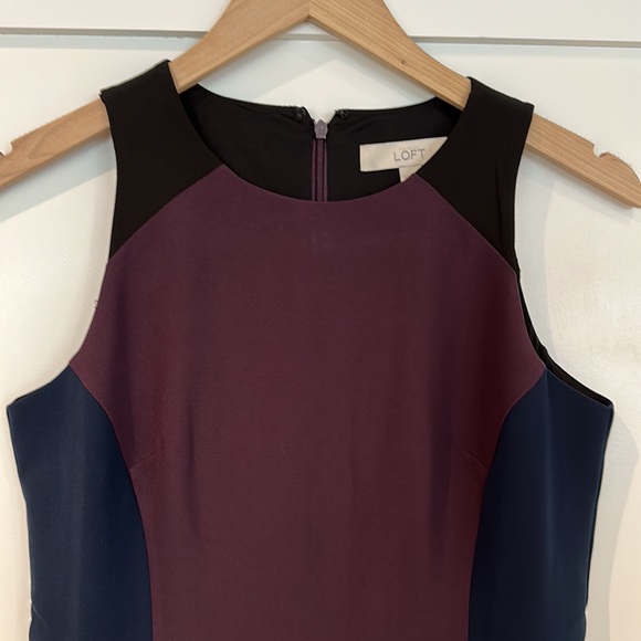 Purple, navy, and black petite dress from LOFT. - Picture 2 of 4